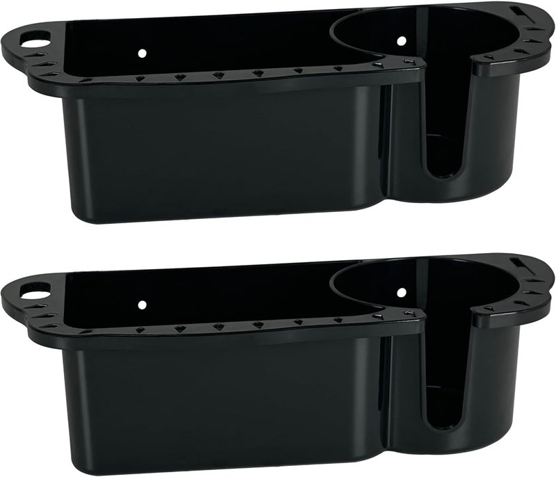 HiUmi 2 Pack Boat Caddy Organizer Marine Cup Holder Universal Fit for Bass Boat Kayak Pontoon Jon Boat Fishing Cabin Storage (2Pack-Black) - Image 1